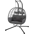Juskys Xxl-Korbhängesessel, Grau, Kunststoff, 130x197x127 cm, Gartenmöbel, Hängesessel