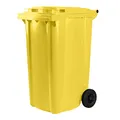 Hardwex Mülltonne mit 2 Rädern und Deckel, Müllgroßbehälter, Abfalltonne, Mülleimer, Volumen: 240 Liter, Farbe: Gelb, Größe: 1092 x 578 x 734 mm