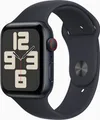 Apple Watch SE GPS + Cellular 44 mm Midnight Aluminium intelligente Uhr mit Sportband Flouroelastomer Bandgröße: S/M 32 GB Wi-Fi LTE Bluetooth 4G 33 g (MRH53QF/A)