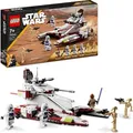 LEGO 75342 Star Wars Republic Fighter Tank Spielzeug-Panzer zum Bauen mit 4 Clone Trooper-Minifiguren und 2 Droiden, Clone Wars Set ab 7 Jahren - Weiß/bordeaux