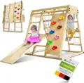 Juskys Maxi Klettergerüst für Kinder - Rutsche, Kletterwand & Schaukel - Natur
