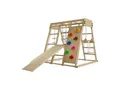 Juskys Maxi Klettergerüst für Kinder - Indoor Spielplatz mit Rutsche, Kletterwand & Schaukel - Natur