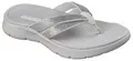 Skechers GO WALK Flex Sandal Lindsey Damen Zehentrenner vegan mit Goga Mat Grau 38 EU