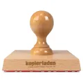 Personalisierter Holzstempel mit eigenem Text oder Logo, 100mm breit