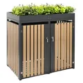 Westmann Metall Mülltonnenbox Planta 2x240 L Mülltonnenbox mit Pflanzdach 84x134x124 cm - Grau