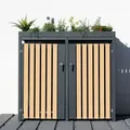 Westmann Metall Mülltonnenbox, Mülltonnenverkleidung für 2 Mülltonnen, 240 l inkl. Pflanzkastendach,anthrazit,134 x 84 x 125 cm (B x T x H)