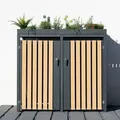 Metall Mülltonnenbox, Mülltonnenverkleidung Für 2 Mülltonnen, 240 L Inkl. Pflanzkastendach, Anthrazit, 134 X 84 X 125 Cm (b X T X H) - Westmann