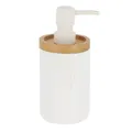 Seifenspender Lotionspender 280 ml weiß 7,5x7,5x17cm Polyresin Bambus Badezimmer