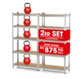 EASYmaxx Schwerlastregal 2er-Set 180x90x40 cm, 2-tlg., Kellerregal, Lagerregal mit 10 verstellbaren Ablagen
