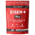 Eisen Vitamin C Komplex mit Folsäure & Vitamin B12 | 180 Eisentabletten | Iro...
