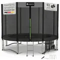 Juskys Trampolin JumpMaster L Ø 305 cm – Outdoor Gartentrampolin mit Sicherheitsnetz, Leiter & Bodenankern, PowerSpring Sprungfeder, bis 150 kg