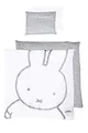 roba Babybettwäsche miffy® 80 x 80 cm - Bettwäsche Set 2 teilig - Hasen Motiv - Baby Wendebettwäsche aus Baumwolle - Bettbezug 80x80 & Kissenbezug 40x35 cm - Weiß / Grau