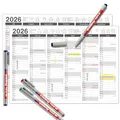 TOBJA abwischbarer Wandkalender 2026 A4 - "Anthrazit" Jahresplaner 2026 abwischbar, inkl. 4 Stifte. Tafelkalender 2026, Robuster Kalender A4 (abwischbar +4 Stifte)
