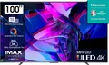 Hisense U7KQ 100U7KQ. Bildschirmdiagonale: 2,54 m (100"), Display-Auflösung: 3840 x 2160 Pixel, HD-Typ: 4K Ultra HD, Bildschirmtechnologie: LED, Bildschirmform: Flach, LED-Hintergrundbeleuchtungstyp: Mini-LED. Smart-TV. Motion Interpolation Frequenz: 120 Hz, Helligkeit: 500 cd/m², Kontrastverhältnis: 4000:1, Natives Seitenverhältnis: 16:9. Digitales Signalformatsystem: DVB-C, DVB-S, DVB-S2, DVB-T, DVB-T2. WLAN, Ethernet/LAN. Produktfarbe: Schwarz (100U7KQ)