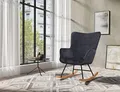 byLIVING Schaukelstuhl Richie/gepolsterter Relax-Sessel/Samt Bezug schwarz mit Steppung/Metall-Gestell matt schwarz/Kufen aus Buche/Wippstuhl/Schwingsessel/B 72, H 92, T 92 cm