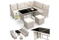 Juskys Gartenlounge-Set Manacor, (Gartenlounge), Polyrattan Gartenmöbel-Set mit Garten-Sofa, Garten-Tisch und 2 Hocker