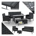 Juskys Polyrattan Gartenmöbel Sitzgruppe Turin Set 6 teilig - Outdoor Möbel mit Tisch - Schwarz