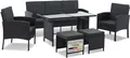 Juskys Polyrattan Gartenmöbel Sitzgruppe Turin Set 6 teilig - Outdoor Möbel Schwarz