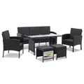 Gartenmöbel Sitzgruppe Möbel Polyrattan Set 6 teilig Outdoor Loungemöbel Juskys®
