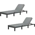 Svita Peach 2er Set Gartenliege mit Polster Klappbar Polyrattan Schwarz