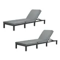 2er Set SVITA PEACH Gartenliege mit Polsterauflage Klappbar Polyrattan Schwarz