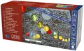Konstsmide LED Dekolichterkette, pinke/blaue/grüne/gelbe Plastikreiskugeln, 20 warm weiße Dioden, 24V Außentrafo, weißes Kabel - 4160-502