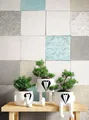 Newroom Vliestapete, Beige Tapete Fliesen Vintage - Fliesenoptik Mustertapete Grau Blau Mosaik Modern für Schlafzimmer Wohnzimmer Küche