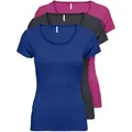 ONLY T-Shirt ONLLIVE LOVE NEW (3-tlg., 3er Pack) Figur betont, elastische Baumwollqualität schwarz L