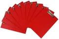 Klemmbrett/Schreibplatte/Klemmplatte A4 10 Stück economy aus Graupappe, mit PVC-Folien-Überzug, mit Drahtbügelklemme, leinengeprägt, Farbe: rot
