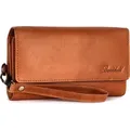 Benthill Geldbörse Damen Groß Echt Leder | Vintage Portemonnaie mit vielen Kartenfächer | Grosser Geldbeutel mit RFID Schutz inkl. Geschenkbox - Braun