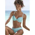 Bügel-Bikini S.OLIVER, Damen, Gr. 38, Cup C, grün (mint, weiß), Recycling-Polyamid, gestreift, Bikini-Sets, in Knoten-Optik