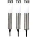 Solarleuchten Stecklampen Solarlampen LED Erdspieß Gartenleuchten Weglampen Edelstahl weiß Außen 3er Set