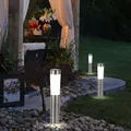 Solarleuchten Außenleuchten Stecklampen LED Gartenlampen Edelstahl Erdspieß 3x