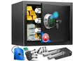 KESSER® Elektr. Tresor mit Fingerabdruck & Schlüssel Inkl. Notfallakku Elektronischer Safe 3x Doppelbolzenverriegelung Boden Wandtresor Möbeltresor Panzerschrank Zahlenschloss