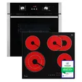Herdset autark 60cm Einbaubackofen + 59cm Kochfeld Grill Heißluft Timer Knebel