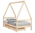 vidaXL Kinderbett, Jugendbett mit Schubladen 80x160 cm Massivholz Kiefer