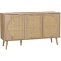Skandinavisches Sideboard Mit Holzdekor Und Abgerundetem Rohrgeflecht 1 Tür 80cm - Sweeek