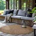 Outdoor Teppich Wetterfest Terrasse Balkon Garten Küchenteppich Einfarbiges Design Flachgewebe Sisal Look Waschbarer Teppich Verschiedene Große : 160 X 160 cm , Farbe : Braun