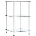 vidaXL Regal mit 3 Ablagen Transparent 40x40x67 cm Hartglas