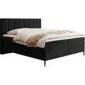BOXBETT Allen mit Bettkasten, Samt Schwarz 180x200 cm – inkl. H4 Taschenfederkern Matratze & Foam Topper