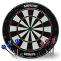Arrow180 Bristle Dartscheibe Turnier Set, Natürliche Sisal Board Offizielle Spezifikationen, 2 x 18g Steel Darts Sets, Rundes Drahtsystem, Verstellbarer Zahlenring, Schwarz/Weiß/Rot/Grün
