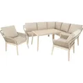 di volio Gartenmöbel Set Albenga - beige, wetterfeste Garten Möbel aus em Akazienholz, für 7 Personen, großer Esstisch - Braun/Beige