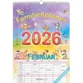 Familienplaner Cartoon 2026 - Familienkalender A3 (29,7x42 cm) - mit 6 Spalten, Ferienterminen (DE/AT/CH) und viel Platz für Notizen - Wandkalender