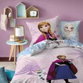 Disney Frozen Bettwäsche mit Anna und Elsa - Die Eiskönigin Bettwäsche Set 135x200 80x80 cm mit Reißverschluss - Flanell, 100% Baumwolle,