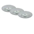 Briloner Leuchten - LED Einbauleuchten, 3er Set, Deckenlampen dimmbar, je 6,5 Watt, je 570 Lumen, 3.000 Kelvin, IP44, Aluminiumfarbig, 75x28mm (DxH), 7295-039