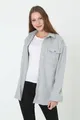 cofi1453 Hemdbluse Moderne Damen Hemdjacke Freizeithemd Oversize, Hellgrau