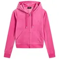 Juicy Couture Kapuzennickijacke ROBERTSON HOODIE Damen Trainingsjacke Damen, Sweatjacke mit Kapuze, Velour, mit Glitzer, Sale rosa M