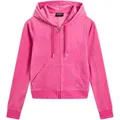 Kapuzennickijacke JUICY COUTURE "ROBERTSON HOODIE Damen", Damen, Gr. M, rosa (very berry), 95% POLYESTER, 5% ELASTAN, slim fit, Langarm, Jacken, Trainingsjacke Damen, Sweatjacke mit Kapuze, Velour, mit Glitzer, Sale
