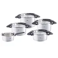 Fissler Intensa/Edelstahl-Topfset, 5-teilig,Töpfe mit Metall-Deckel (3 Kochtöpfe, 1 Bratentopf, 1 Stielkasserolle-deckellos) - Induktion