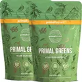 Primal Harvest Super Greens Pulver mit 27 Pflanzenstoffen, inkl. Spirulina & Weizengras, 30 Portionen (2 Bags, ursprünglicher Geschmack)